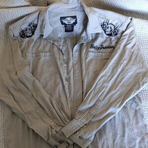 Harley Davidson mens Button up Long Sleeved garage shirt - Size L